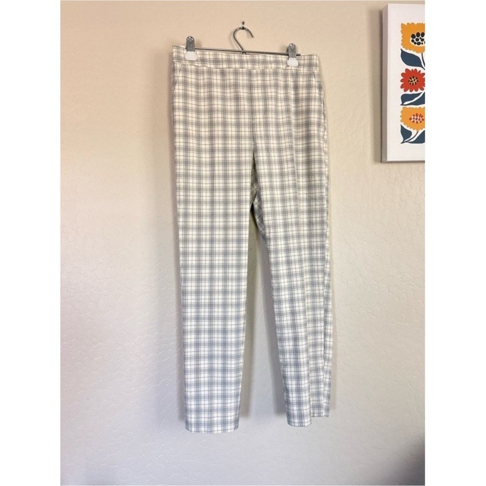 Banana Republic Hayden Pant Women 6 Grey White Plaid Excellent Tapered Trousers